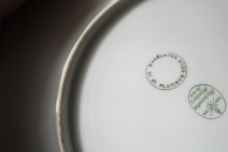 photo of vintage Bavaria porcelain dinner plate silvery encrusted platinum, ornate patterned wide band border  #5