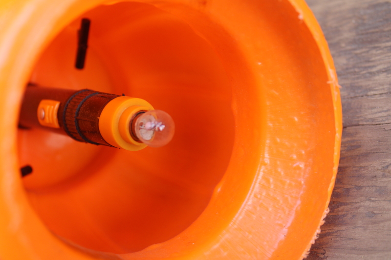 photo of vintage Bayshore blowmold plastic jack o lantern pumpkin, flashlight trick or treat light  #2