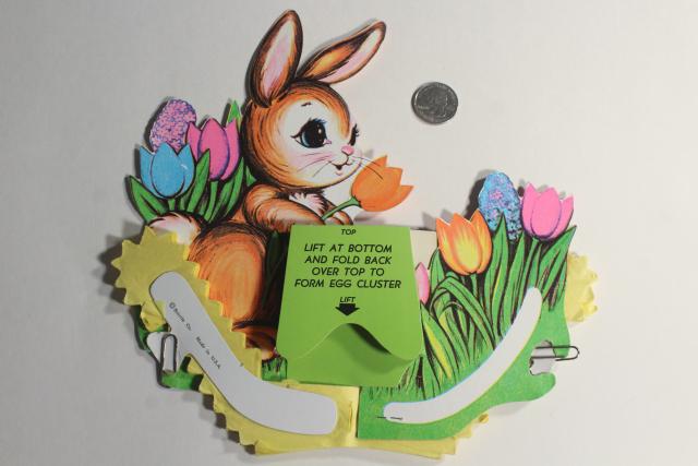 photo of vintage Beistle Easter bunny honeycomb paper basket & eggs, holiday party paper decoration #6