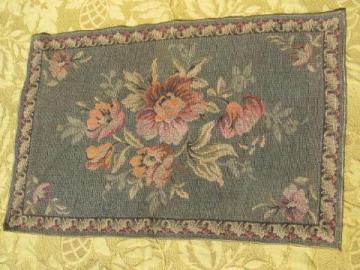 catalog photo of vintage Belgian tapestry table mat or cover, antique floral