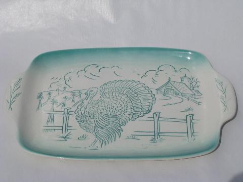 photo of vintage Bell - California pottery Thanksgiving turkey platter #1