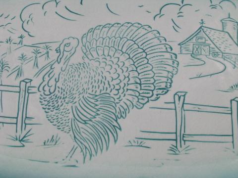 photo of vintage Bell - California pottery Thanksgiving turkey platter #2