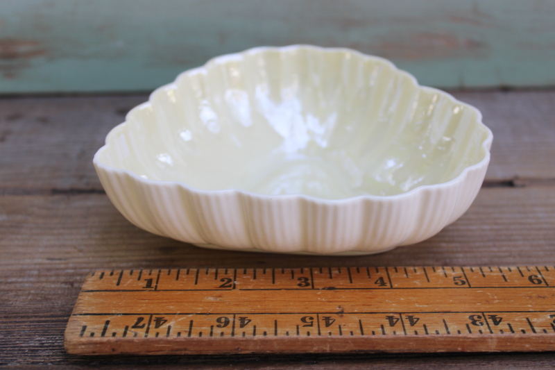 photo of vintage Belleek Ireland china heart shaped trinket dish, green mark #4