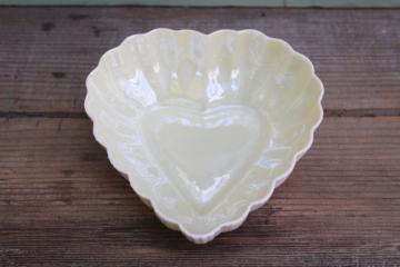 vintage Belleek Ireland china heart shaped trinket dish, green mark 
