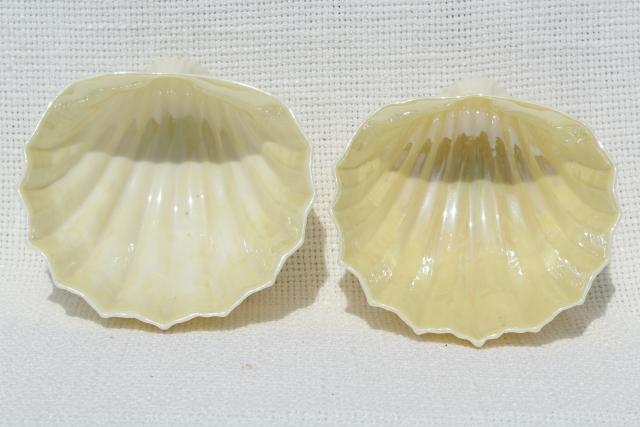 photo of vintage Belleek bone china, Neptune sea shell shaped bowls w/ seashell feet #4