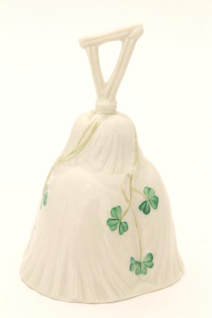 photo of vintage Belleek shamrock table bell, bone china porcelain made in Ireland #1