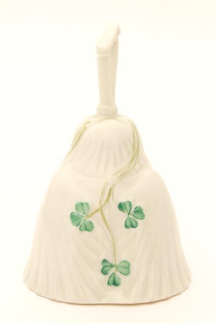 photo of vintage Belleek shamrock table bell, bone china porcelain made in Ireland #2