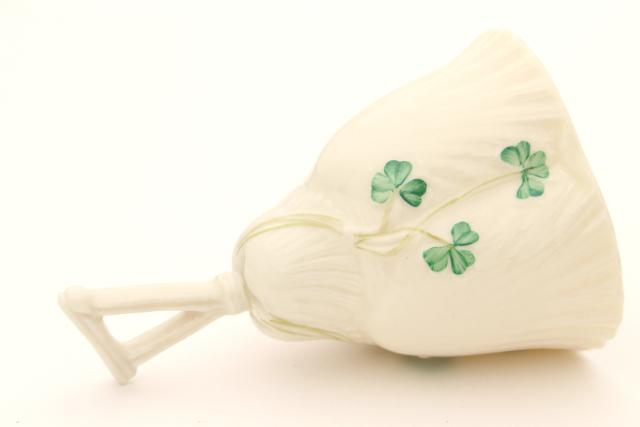 photo of vintage Belleek shamrock table bell, bone china porcelain made in Ireland #3