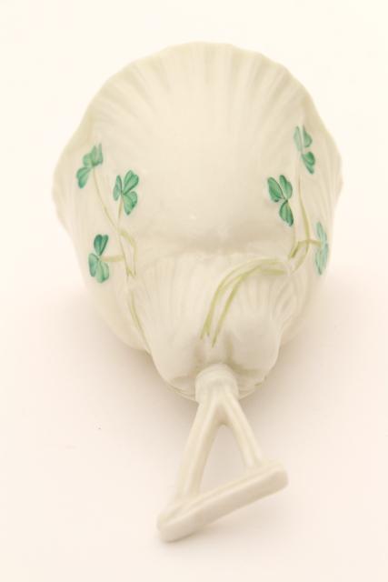 photo of vintage Belleek shamrock table bell, bone china porcelain made in Ireland #5