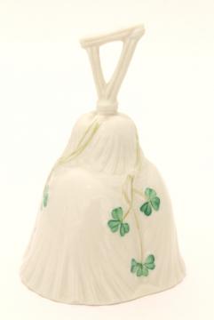 catalog photo of vintage Belleek shamrock table bell, bone china porcelain made in Ireland