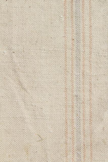 photo of vintage Bemis heavy cotton grain sack, old farm country primitive striped feed bag #4