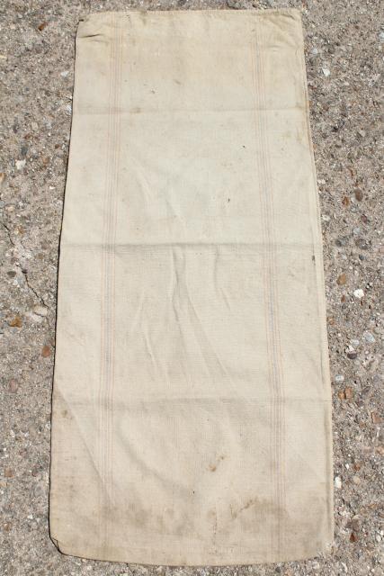 photo of vintage Bemis heavy cotton grain sack, old farm country primitive striped feed bag #5