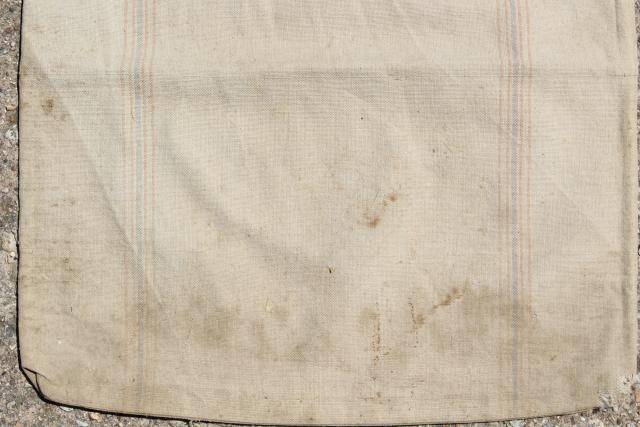 photo of vintage Bemis heavy cotton grain sack, old farm country primitive striped feed bag #6