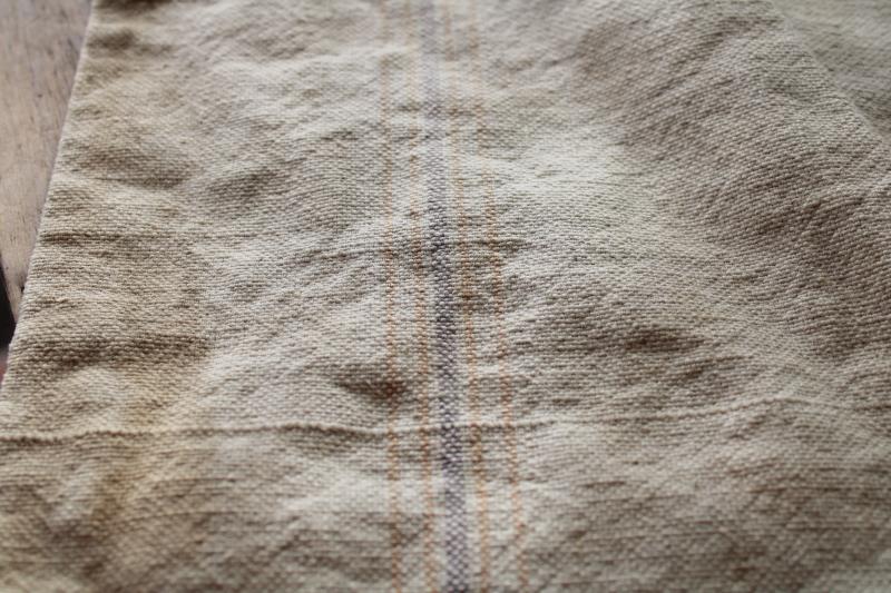 photo of vintage Bemis seamless striped cotton fabric grain sack, old Badger advertising graphics #2