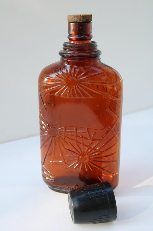 photo of vintage Ben Burk Boston Distillers embossed amber glass whiskey flask bar bottle #5