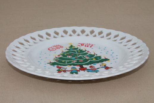 photo of vintage Berggren Christmas plate, God Jul Scandinavian tomten elves / gnomes #2