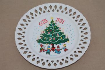 catalog photo of vintage Berggren Christmas plate, God Jul Scandinavian tomten elves / gnomes