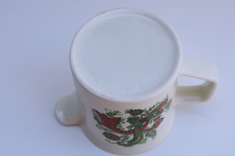 photo of vintage Berggren red & green rosemaling creamer, Johnson Bros cream pitcher w/ Scandinavian design  #4