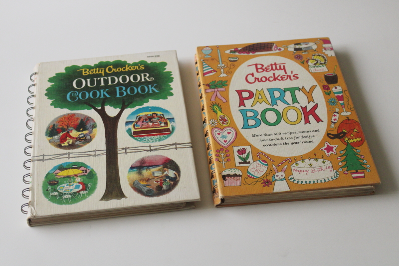 photo of vintage Betty Crocker cookbooks, original 1960s Party Book and Outdoor Cook Book  #1