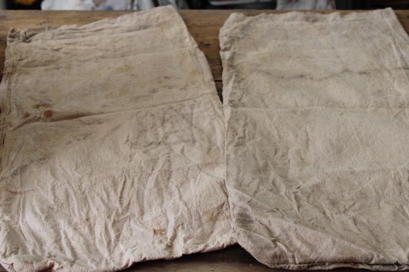 photo of vintage Blackfoot Idaho Alfalfa seed sacks, foot print logo printed cotton feedsack #3