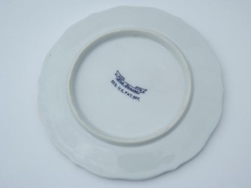 photo of vintage Blue Danube china tea trivet, old blue & white onion pattern #2