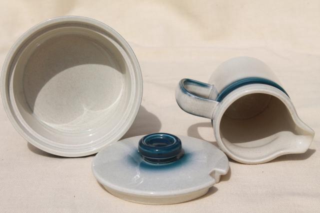 photo of vintage Blue Pacific Wedgwood made in England, cream pitcher & sugar bowl set #6