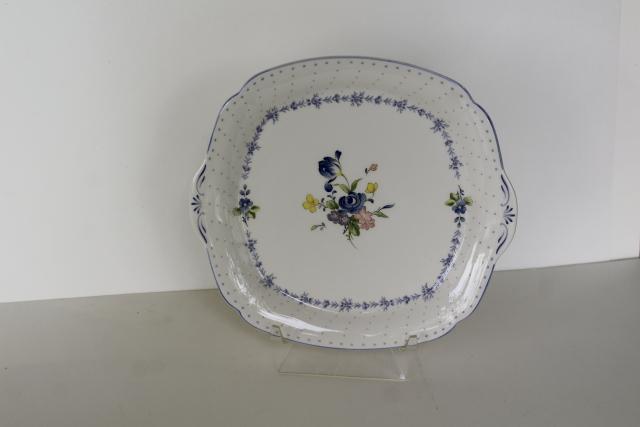 photo of vintage Blue Peony Nikko Japan ceramic tray or square plate w/ handles #1