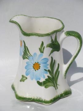 catalog photo of vintage Blue Ridge / Cash Family handpainted pottery cream pitcher