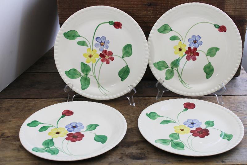 photo of vintage Blue Ridge Southern Potteries dinner plates hand painted daisies red blue yellow #1