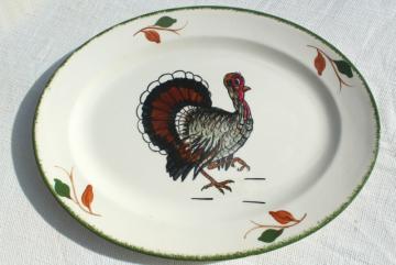 catalog photo of vintage Blue Ridge Southern Potteries hand painted china Thanksgiving turkey platter