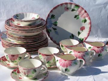 catalog photo of vintage Blue Ridge Southern Potteries hand painted china dishes, Mardi Gras