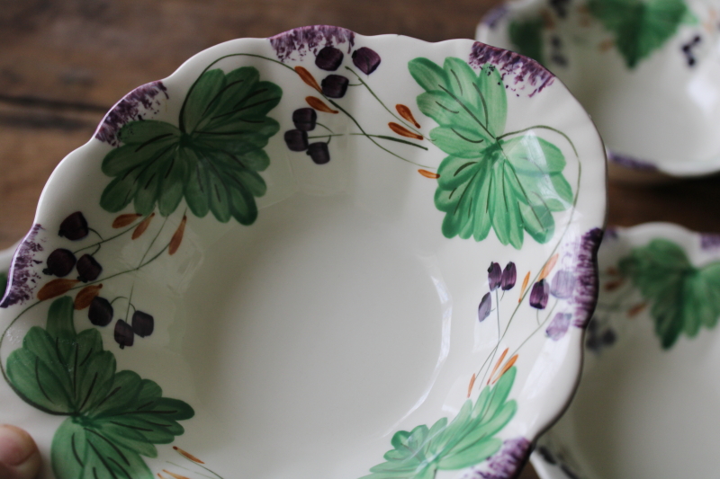 photo of vintage Blue Ridge Southern Potteries huckleberry or blueberries pattern, hand painted pottery bowls  #4