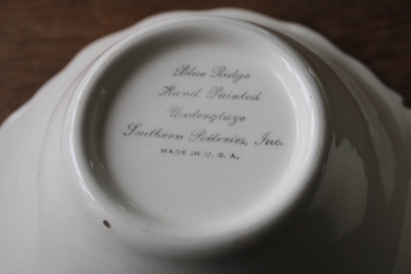 photo of vintage Blue Ridge Southern Potteries huckleberry or blueberries pattern, hand painted pottery bowls  #6