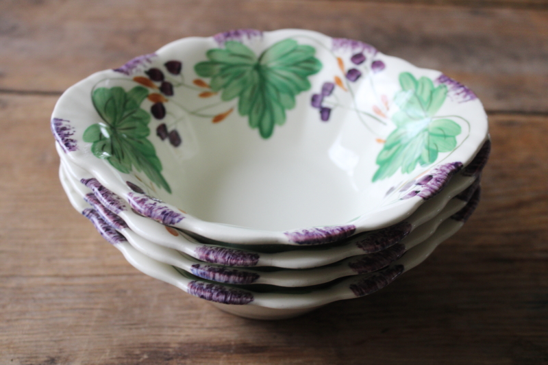 photo of vintage Blue Ridge Southern Potteries huckleberry or blueberries pattern, hand painted pottery bowls  #9