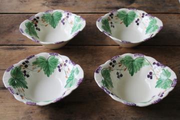 catalog photo of vintage Blue Ridge Southern Potteries huckleberry or blueberries pattern, hand painted pottery bowls 
