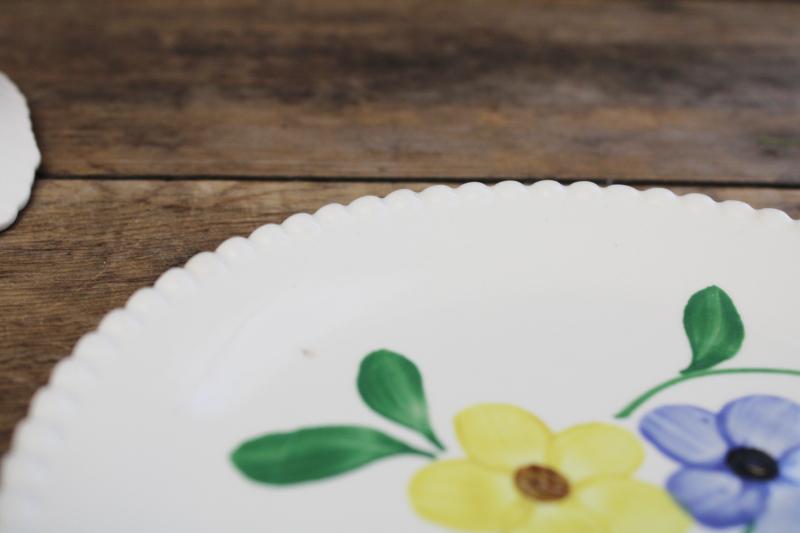 photo of vintage Blue Ridge Southern Potteries plates & lug bowls hand painted daisies blue #2