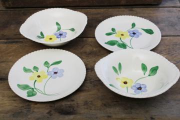 vintage Blue Ridge Southern Potteries plates & lug bowls hand painted daisies blue