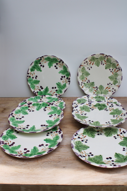 photo of vintage Blue Ridge Southern potteries hand painted plates, blueberries or huckleberry pattern #3