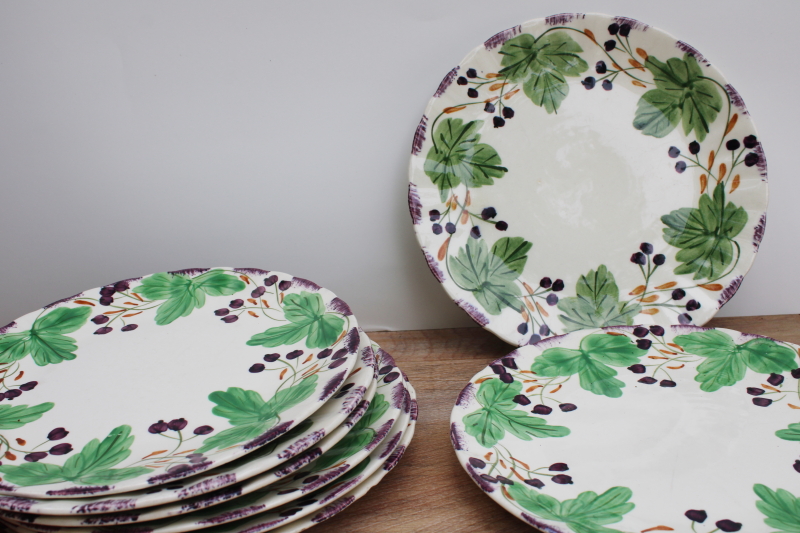 photo of vintage Blue Ridge Southern potteries hand painted plates, blueberries or huckleberry pattern #11