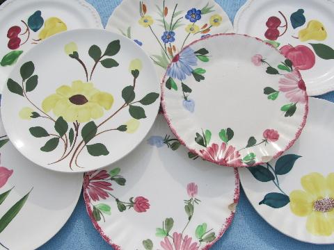 photo of vintage Blue Ridge & Stetson pottery, lot hand-painted plates #1