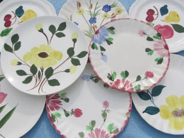 catalog photo of vintage Blue Ridge & Stetson pottery, lot hand-painted plates