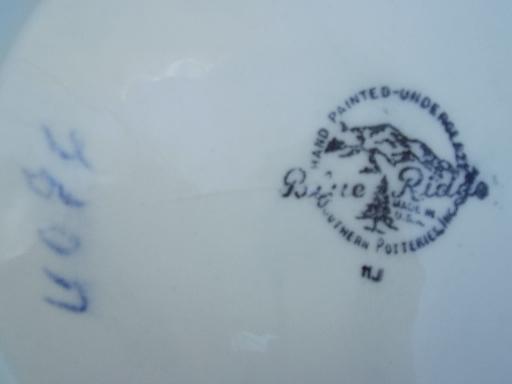 photo of vintage Blue Ridge & other hand-painted pottery serving pieces lot #4