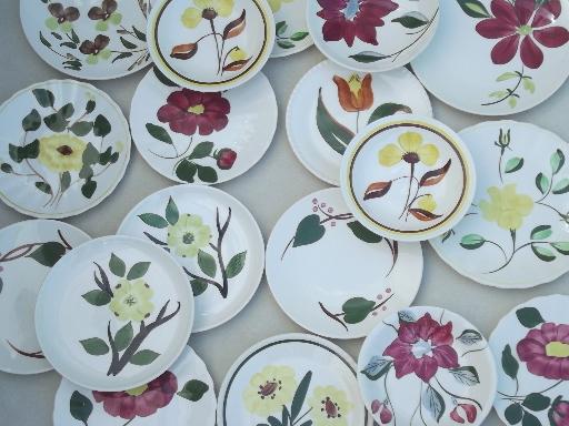 photo of vintage Blue Ridge & other hand-painted pottery small plates & bowls lot #1