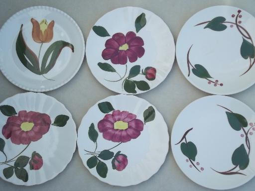 photo of vintage Blue Ridge & other hand-painted pottery small plates & bowls lot #4