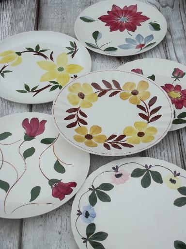 photo of vintage Blue Ridge & other painted pottery dinner plates, each different #1