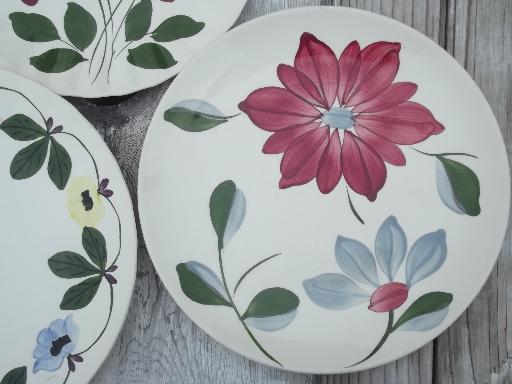 photo of vintage Blue Ridge & other painted pottery dinner plates, each different #4