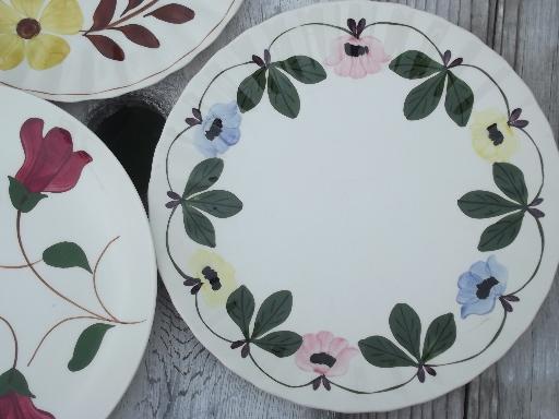 photo of vintage Blue Ridge & other painted pottery dinner plates, each different #7