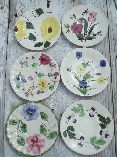 photo of vintage Blue Ridge & other painted pottery saucer plates, assorted patterns #2