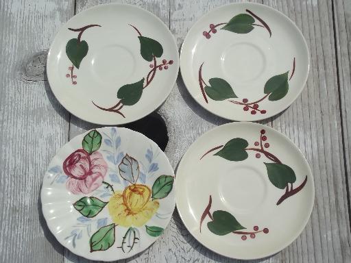 photo of vintage Blue Ridge & other painted pottery saucer plates, assorted patterns #4