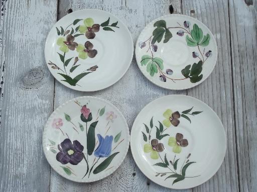 photo of vintage Blue Ridge & other painted pottery saucer plates, assorted patterns #6